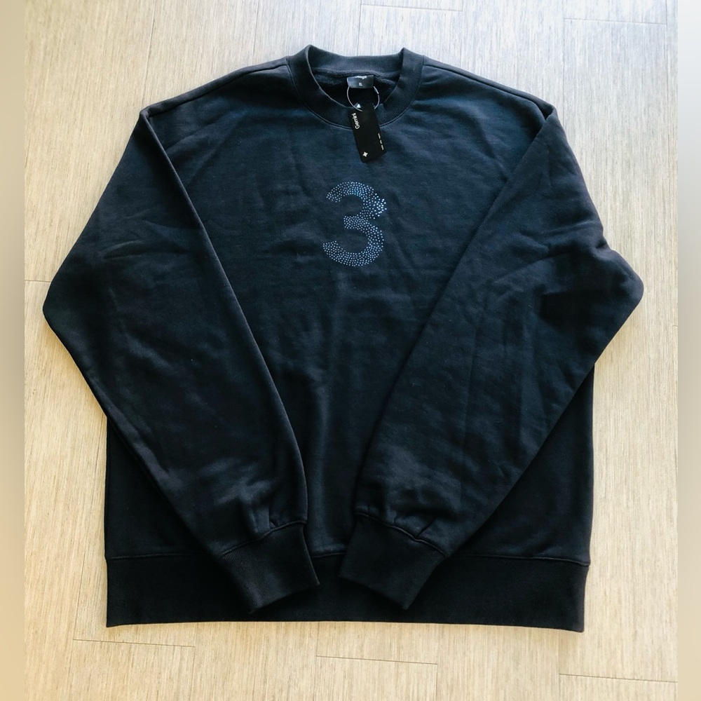 google Black Men's Crewneck Sweatshirt with Rhinestone '3'